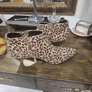 Kenneth Cole Tan Leopard Ankle Booties
